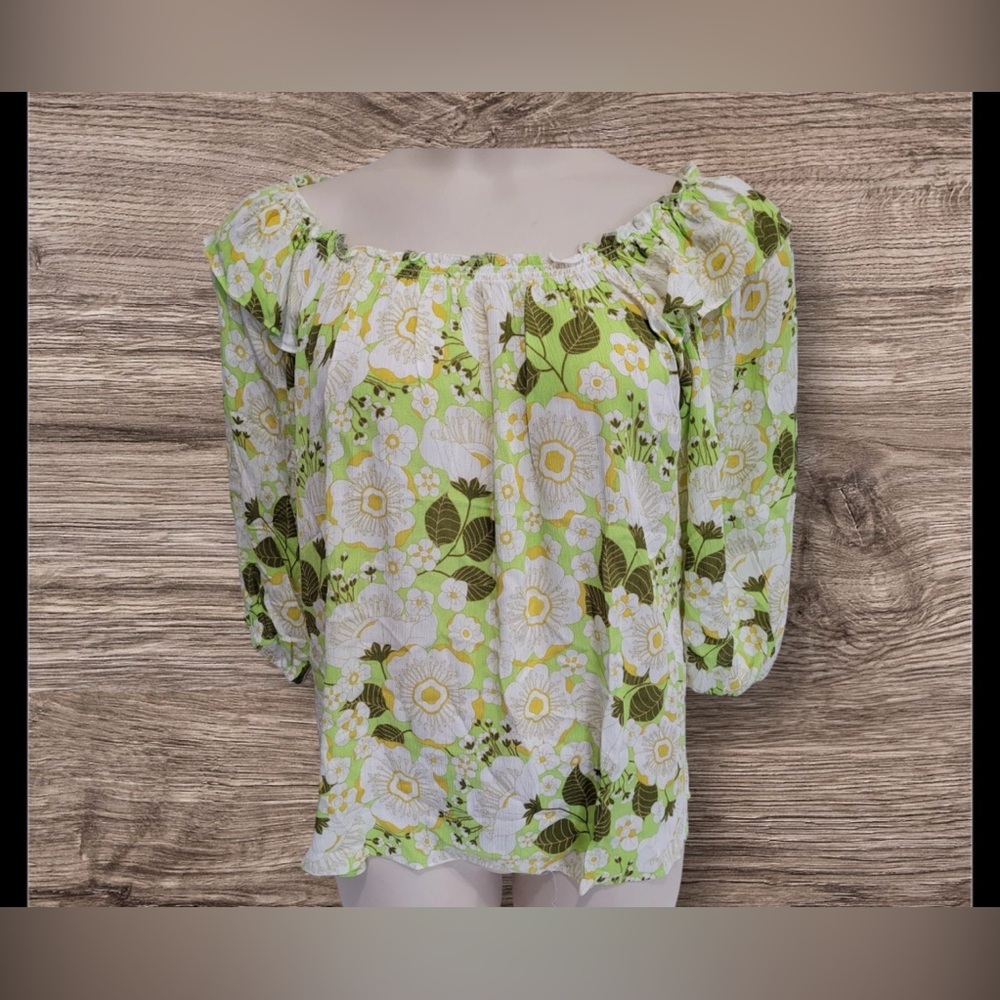 NWT ROSE + OLIVE 3/4 Sleeve BOHO Cute Peasant Blouse- Size M